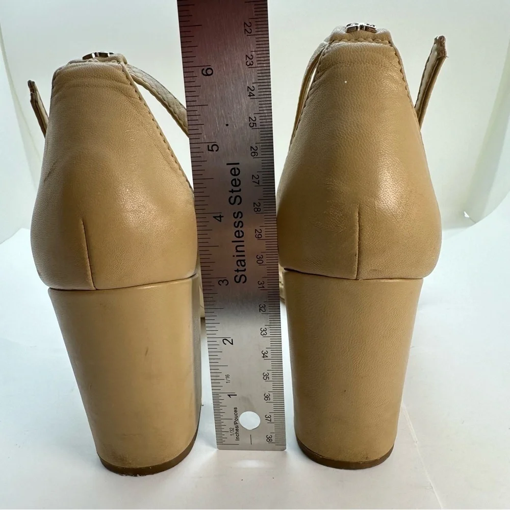 Sam Edelman Odila Tan Leather Sandals Strappy Ankle Strap Block Heels Size 8.5M - Picture 13 of 16
